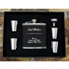 High Quality 6OZ Black Leather Stainless Steel Hip Flask Set With 4pcs Shot Glass&Funnel