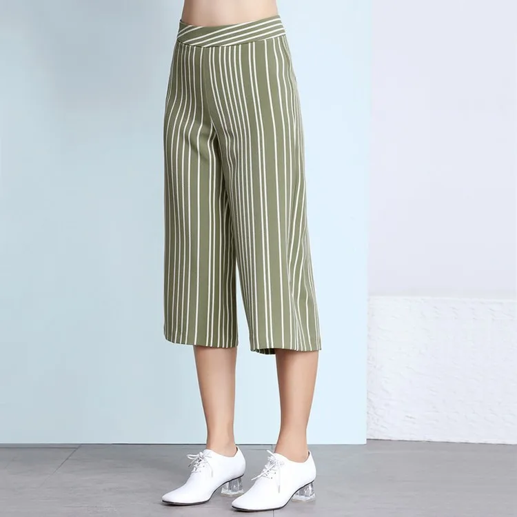 green striped palazzo pants