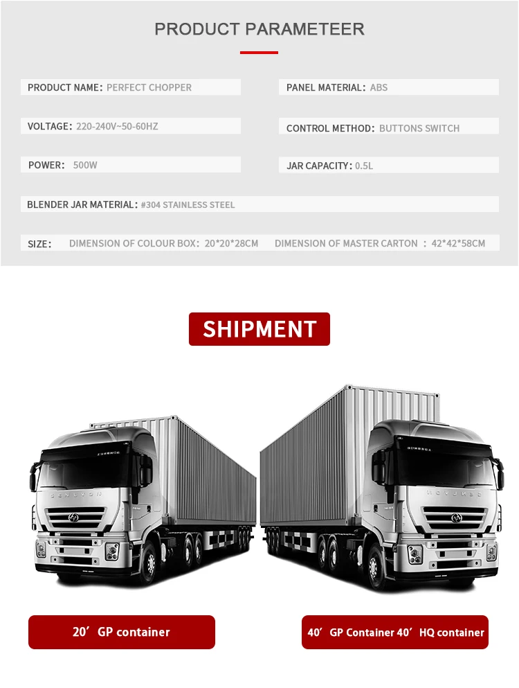 Electric Food Chopper 500w Powerful Motor Low Noise Can Chopping