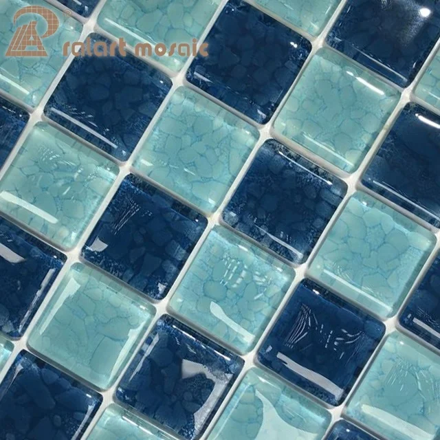 2x2 ''Sapphire và Bé Màu Xanh Thủy Tinh Mosaic Gạch cho Sàn