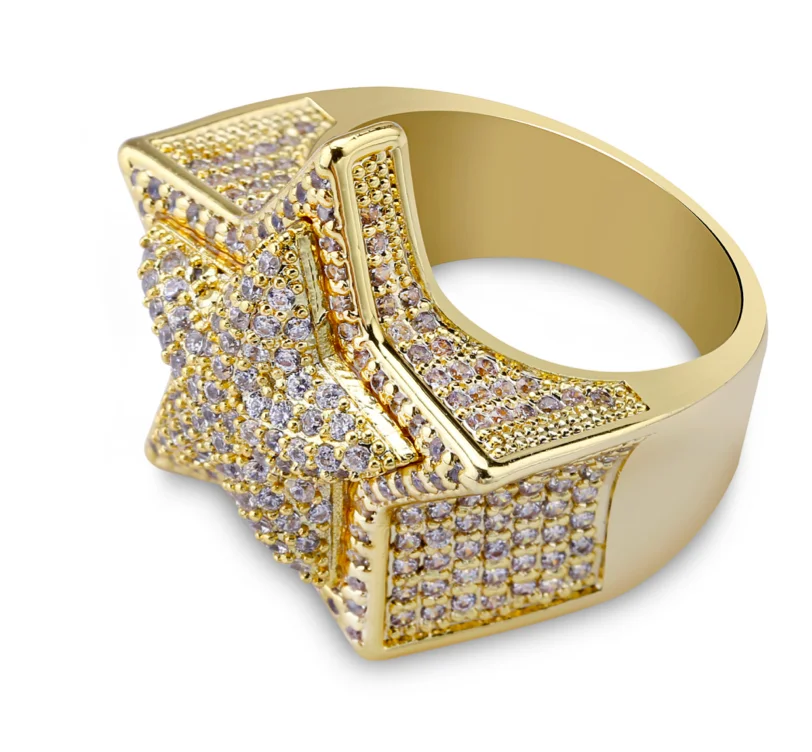 Full Diamond High End Jewelry Design Men Pentagram Fivepointed Star