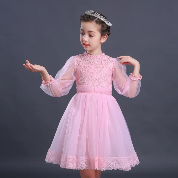 Kb78 Spring Bubble Sleeves Child Dress Lace Girls Fluffy Party Dresses ...