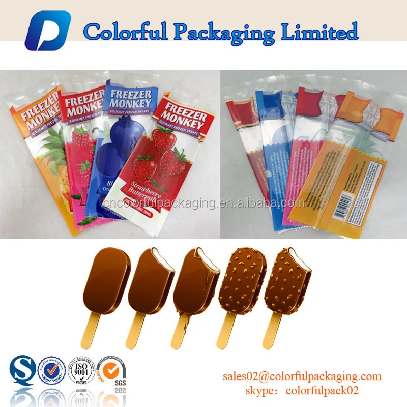 Custom Disposable Soft Plastic Ice Lolly Clear Bags/spiral