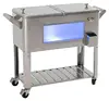 led Stainless Steel Water Metal Blow Lid Cooler Box with Rolling Wheels