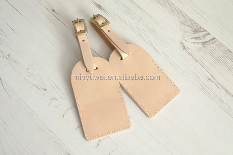 Beige Designer Luggage Tags Genuine Leather Honeymoon Travel Luggage