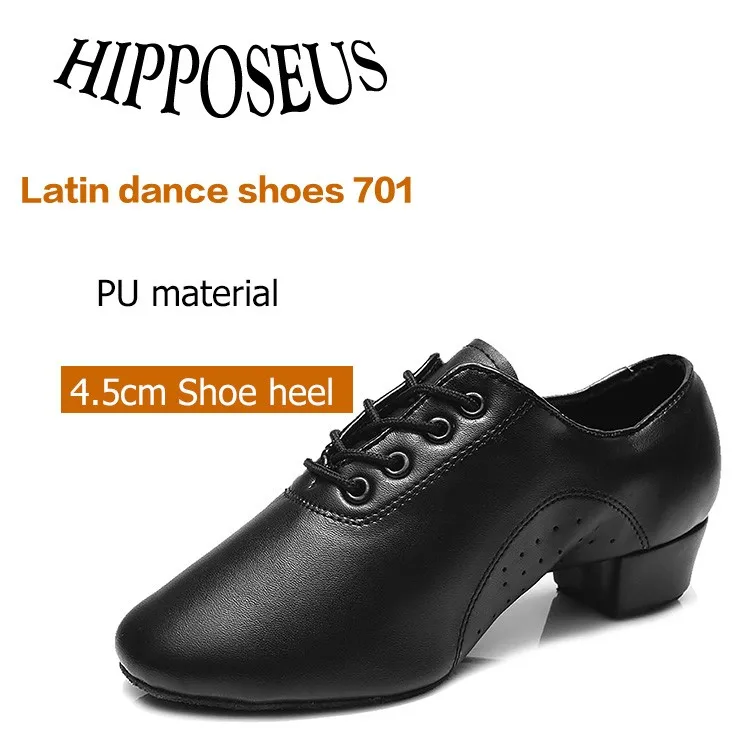 HROYL Mens Standard Latin/Jazz Dance Shoes Leather lace-up Ballroom W-701 