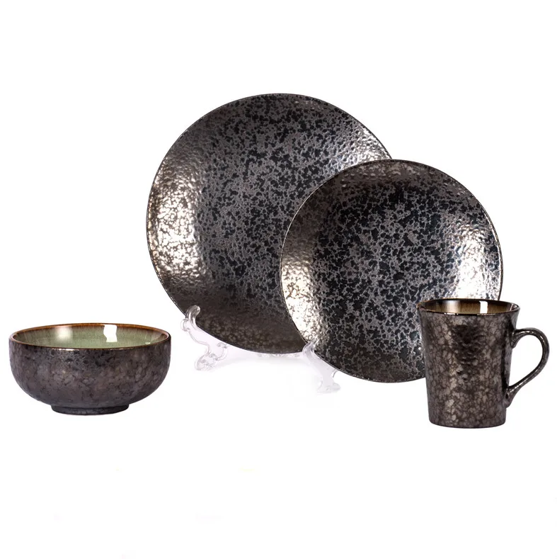 Ceramic Round Shape Solid Matte Black Dinnerware Set For Restaurant Stoneware Dinner Set Buy