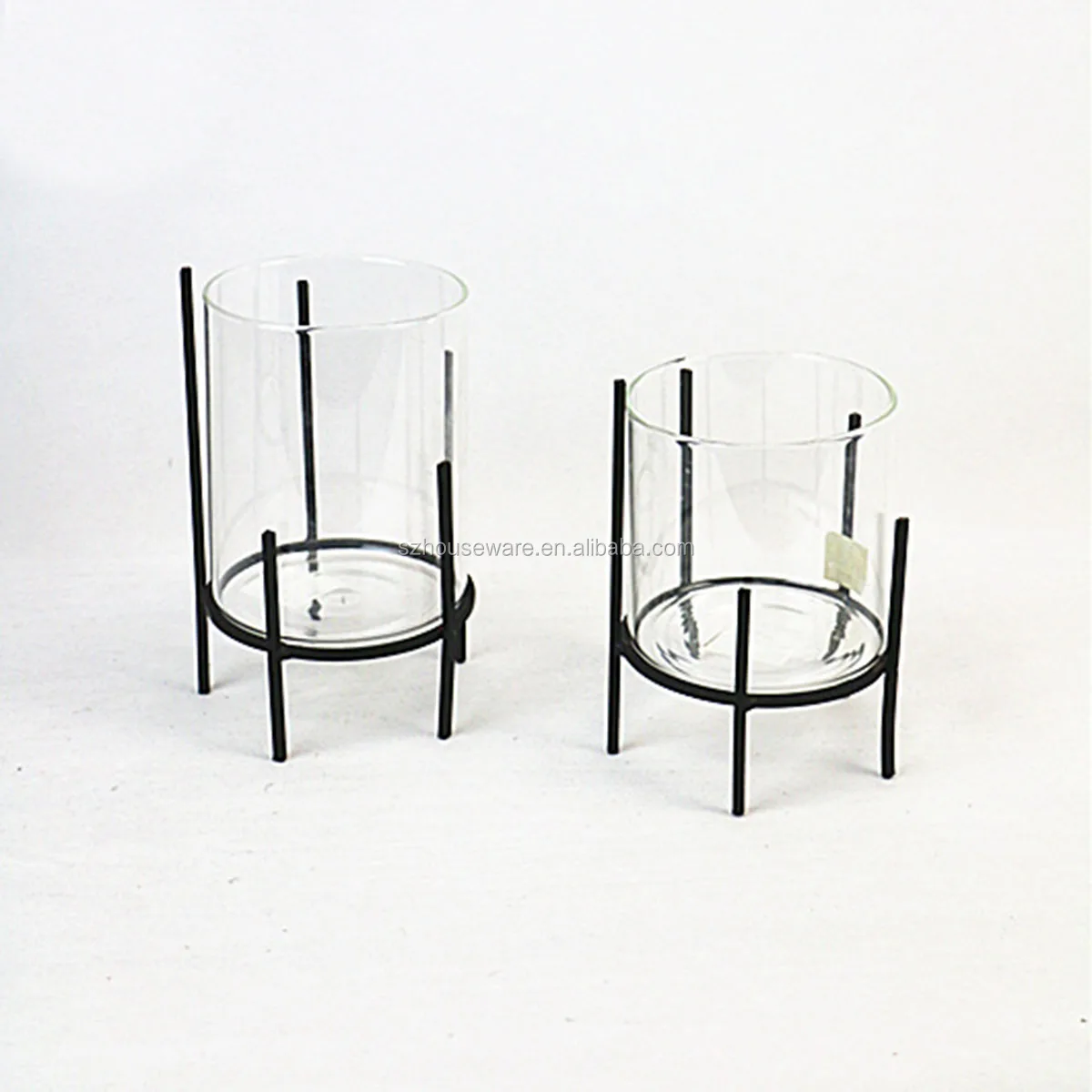 High Borosilicate Glass Candle Holder With Metal Stand Metal Rack Buy