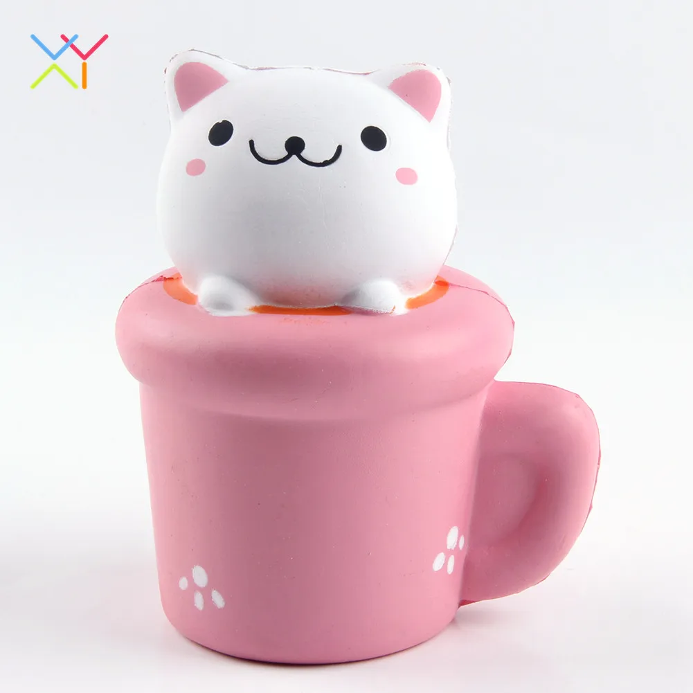 New design super slow rising animal squishy cup cat shape toy