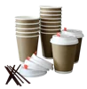 12oz double wall ripple surface insulated coffee paper cup with cover stirring set packing