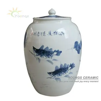 Large Chinese Hand Painted Ceramic Rice Jar Honey Storage Jars Large Chinese Hand Painted Ceramic Rice Jar Honey Storage Jars