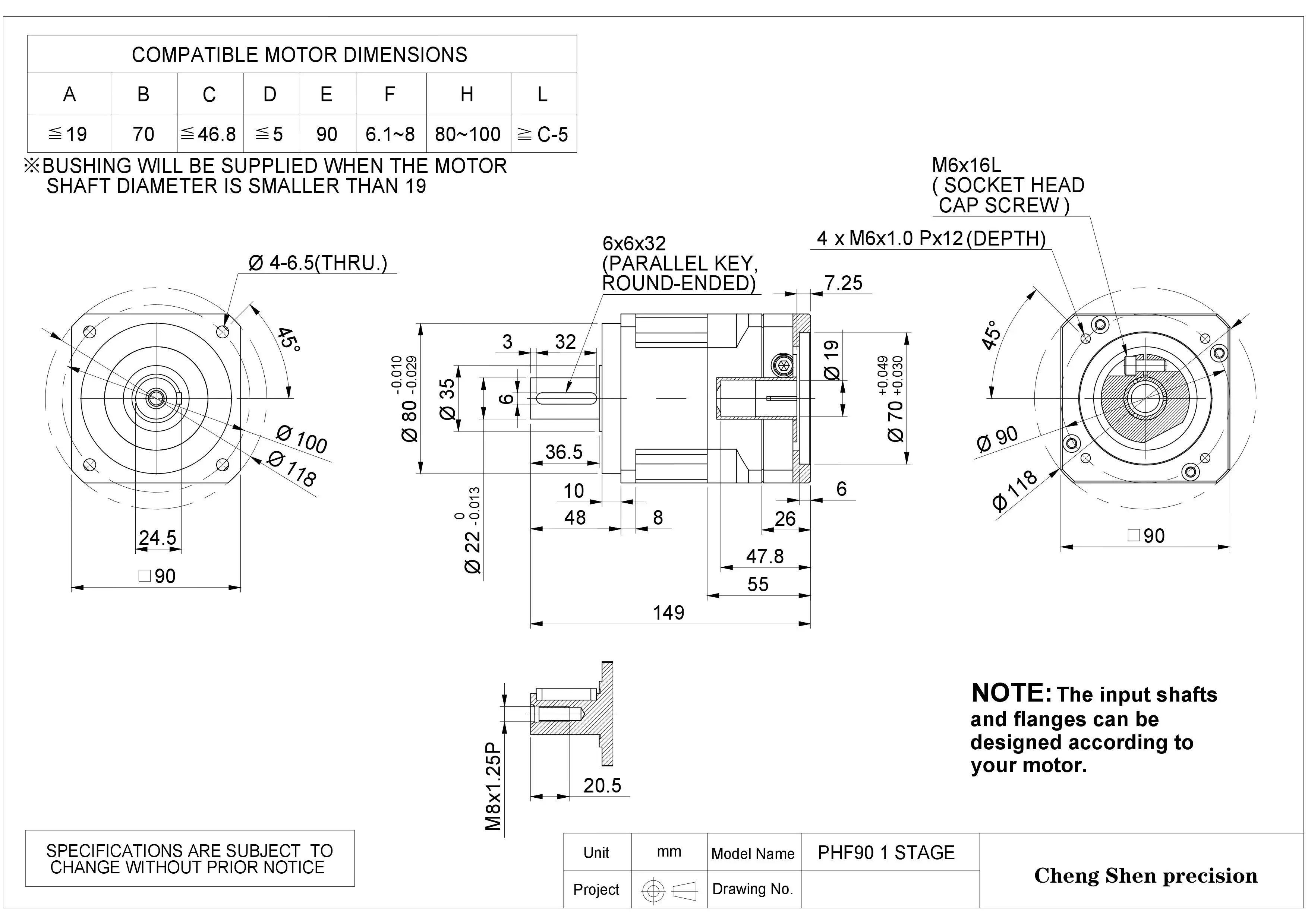 Phf90 Series Gear Reducer,Gearbox,High