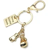 Fashion new man sports boxing gloves key chain fitness metal backpack button