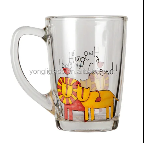 Wholesale clear glass mug with handle , diy printing glass beer mug, glass beer mugs with handles