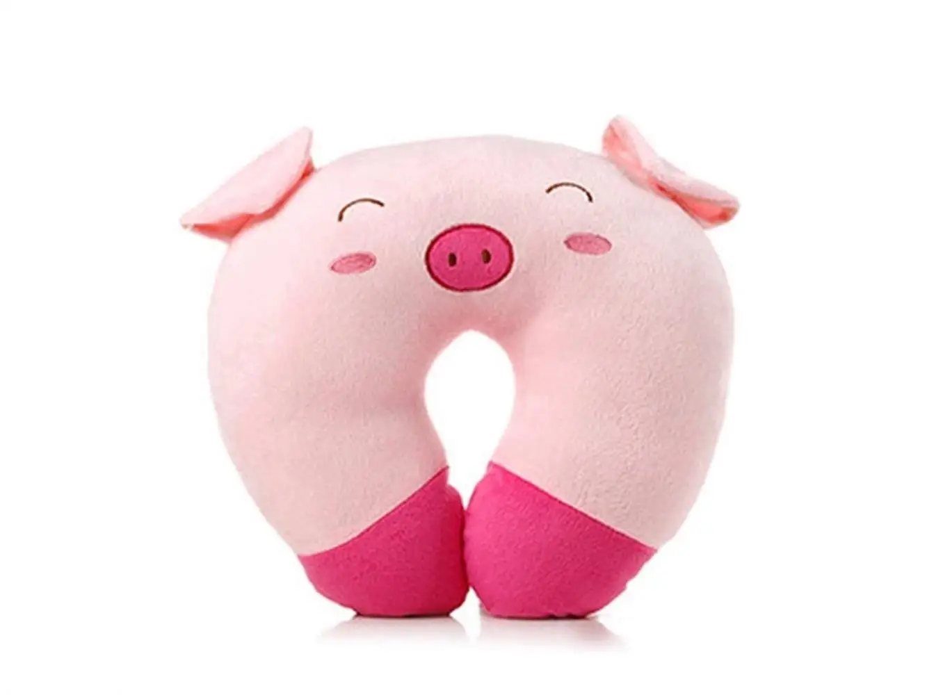 Yuchoi Perfectly Shaped Cartoon Animal U-shaped Neck Pillow Travel Car Airplane Seat Neck Rest for Home Office(Pink Pig)