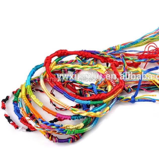 Yiwu handmade bracelet colorful lucky bangle ,adjustable friendship rope/cord bracelet