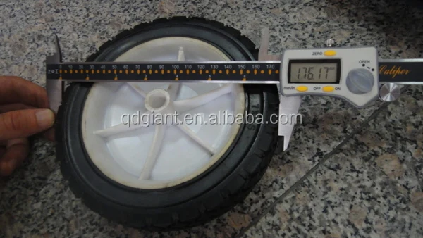 7x1.5" solid rubber wheels with plastic rim for air compressor/garden cart/wheel barrow
