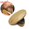 Yaeshii natural boar bristle beard hair brush shaving comb for men bamboo face massage comb beards face massage handmade brush