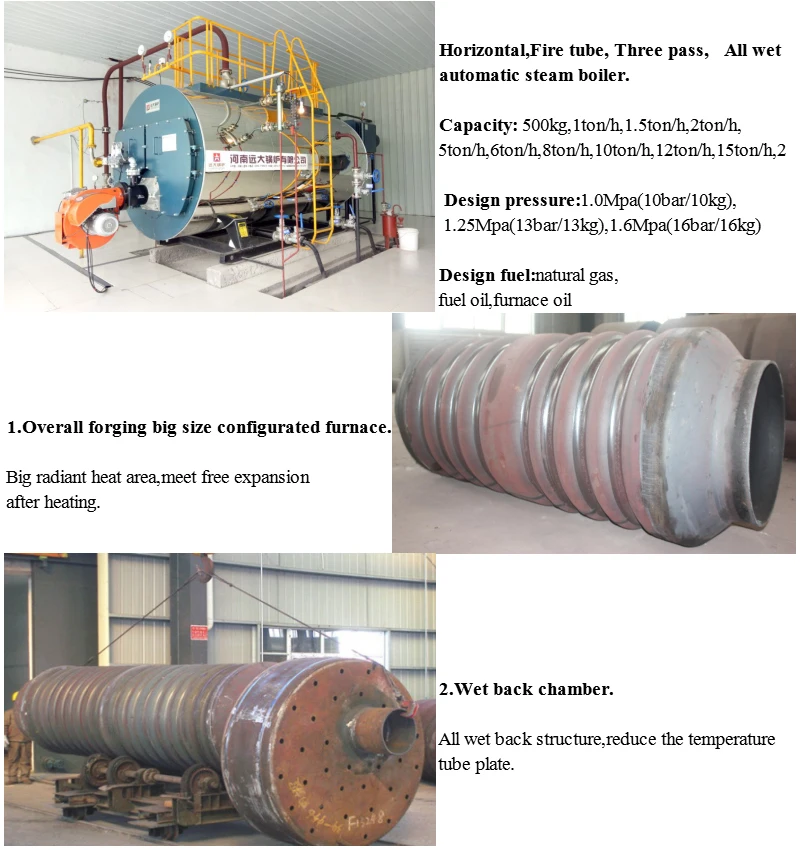 Industrial 1.5 ton 100 bhp gas steam boiler,caldera