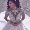 ZH2939G Luxury Beading Long Sleeve Muslim Wedding Gowns With Long Train Sequined Lace Wedding Dresses Turke Robe De Mariage