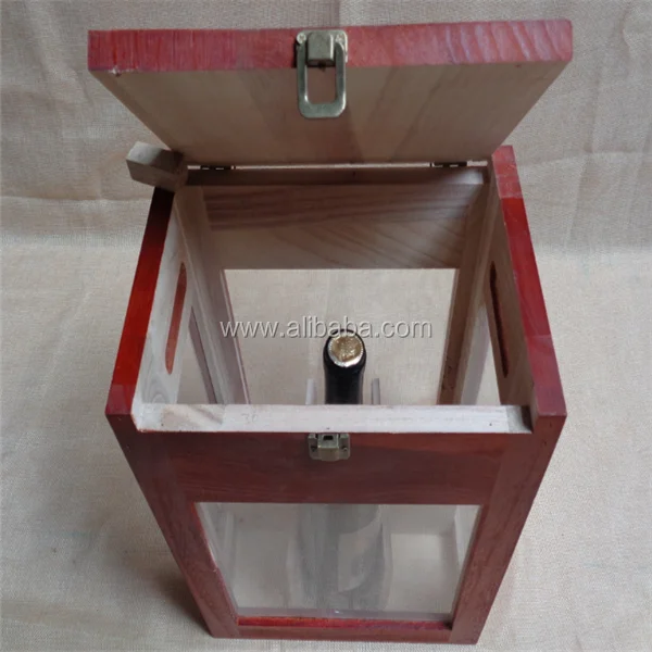 Transparent Wood Shipping bottle gift boxes for wine,beer,liquor HY1355-3
