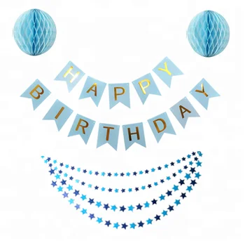 blue birthday decoration set happy birthday banner party decorations