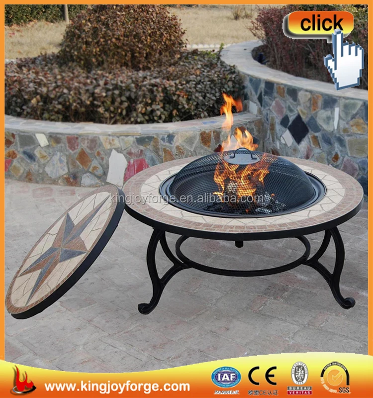 Garden And Patio Portable Wood Burning Fire Pit Tables With Griil