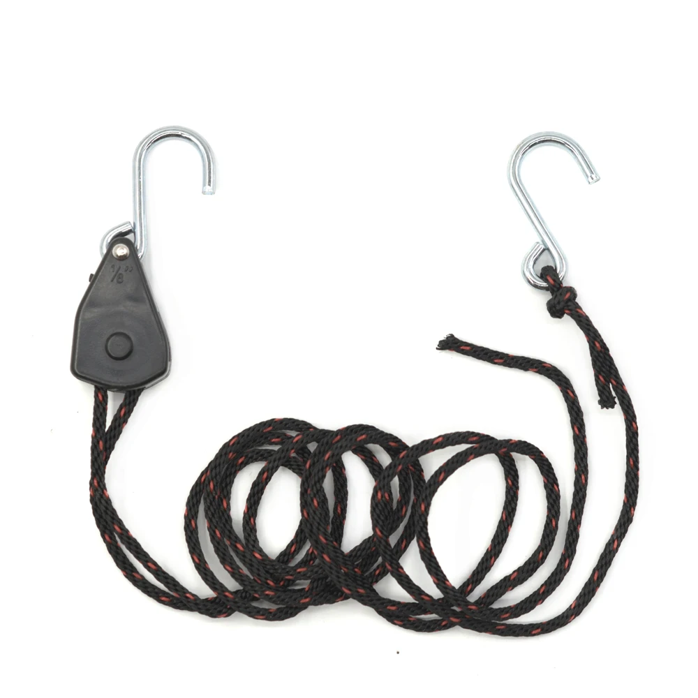1/8 Inch Rope Ratchet Tie Down Straps With Steel S Hooks,34kgs Capacity