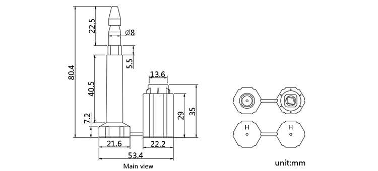 MA - BS 9009 Bolt Seal , high security bolt seal manufacturer for shipping ISO certificate 17712