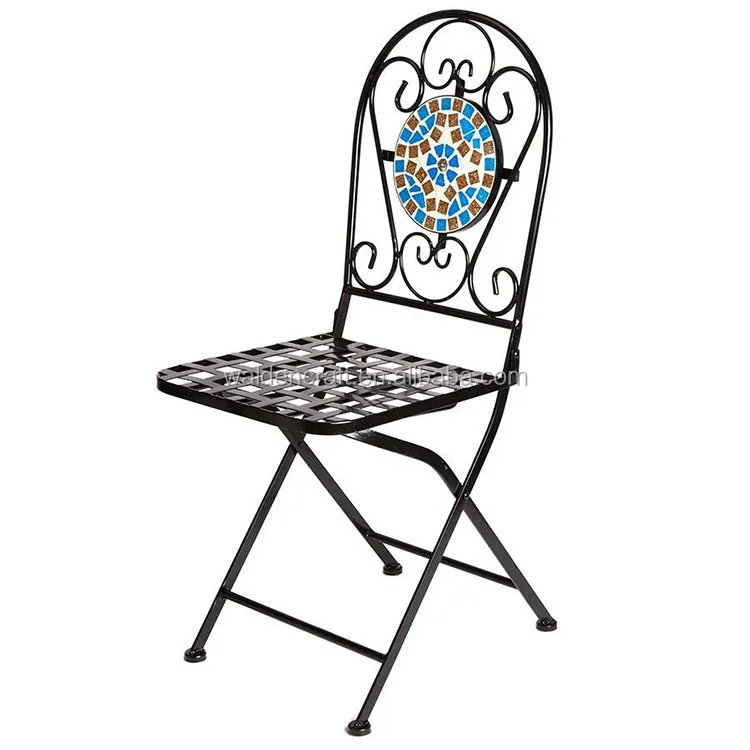 Mosaic Garden Table And Folding Chair Set Outdoor Dining Furniture