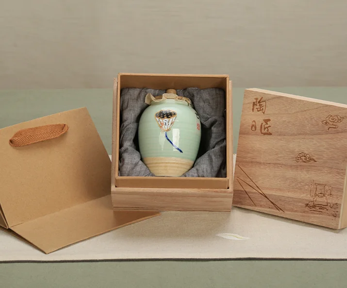 New Gift Suit/packing Tea Set Includes Wooden Box And Ceramic Cups/pots