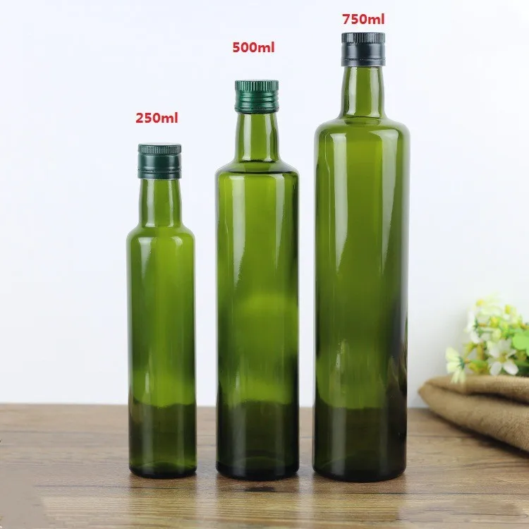 Download Tall Round 250ml 500ml 750ml 1000ml Dark Green Glass Olive Oil Bottle With Insert Cap - Buy ...