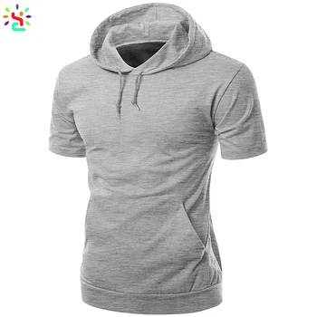Custom Blank Hooded T-shirts Short Sleeve Clothes Men T Shirt 90 Cotton ...