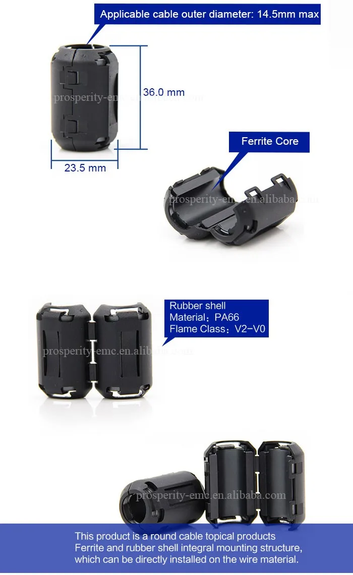20 Pezzi Nuclei Di Ferrite Clip-on 13mm – Filtri Antirumore RFI EMI Per Cavi USB, Audio, AC
