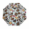Cute Fully Automatic Sun Rainy Windproof Dog Family Pattern Print Umbrella