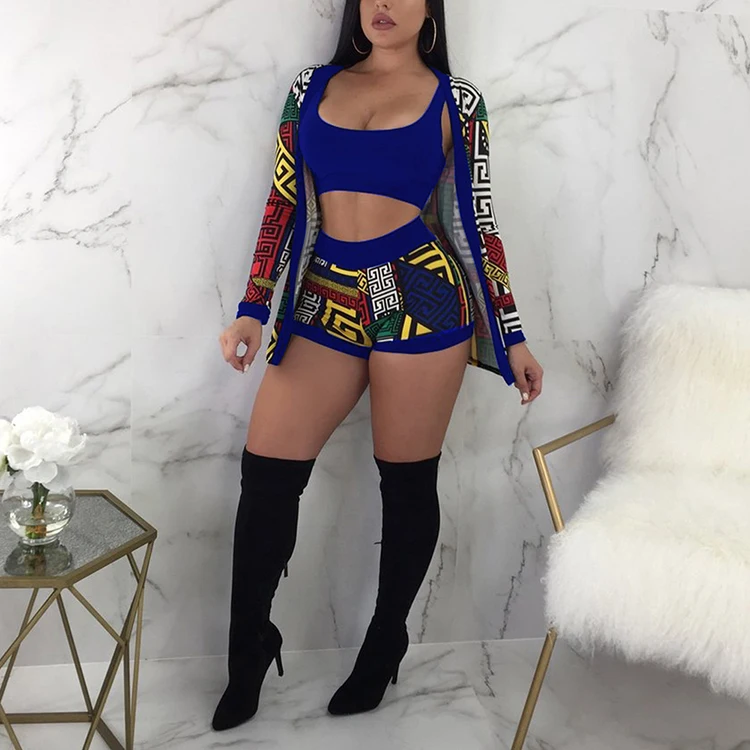 3 piece short set with cardigan