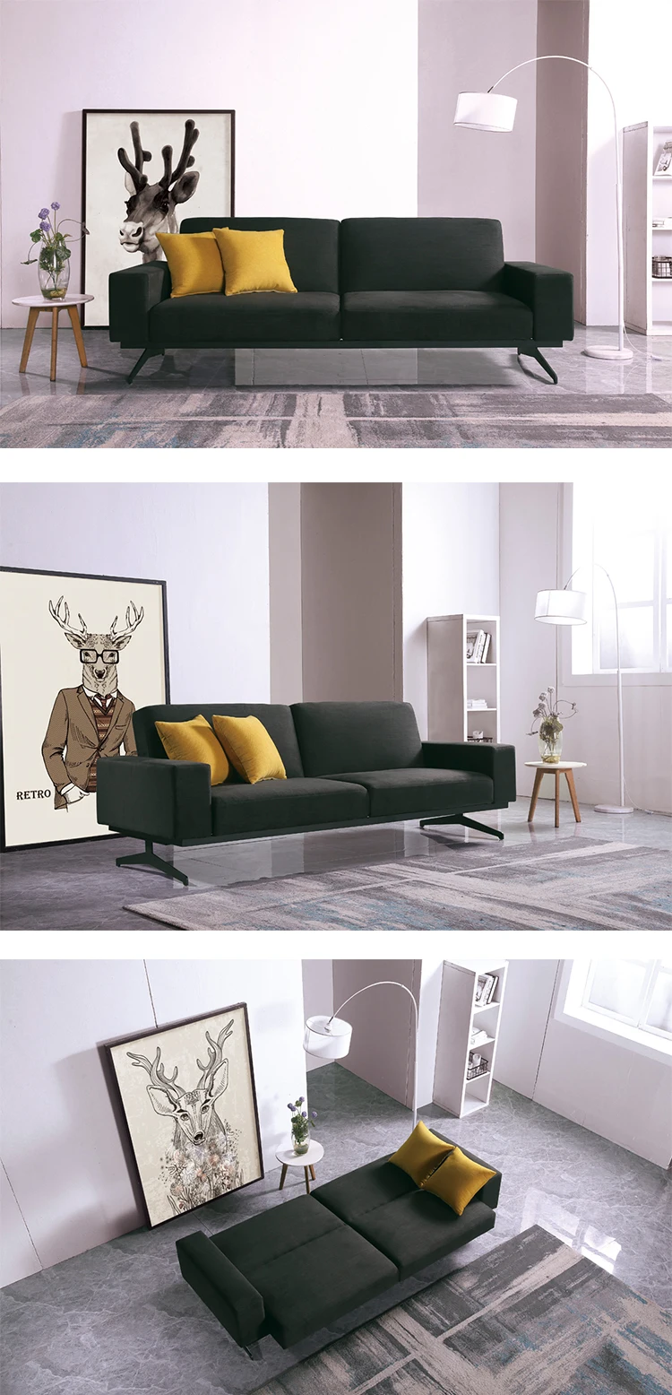 Modern German Convertible Multifunctional 3 Seater Fabric Sofa Bed