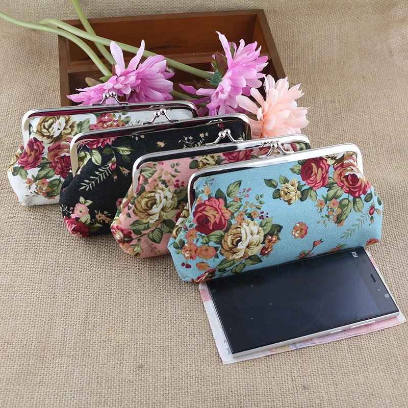Flower Pattern Fashion Coin Purse Wallet Key Card Storage Earphone Container 