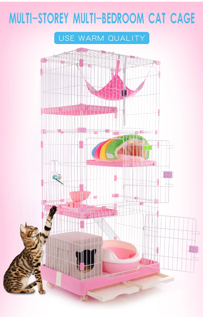 Manufacturer Multilayer Wholesale Folding Large Cat Cage With Wheels