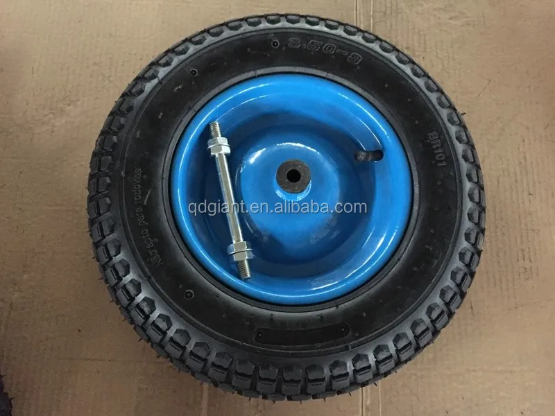 Srong heavy duty hand barrow wheel with steel rim