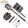Survival Shovel Kit with Multi Tools Compass Knife Saw Firestarter Screwdriver Attack Cone, Compact and Portable Folding Shovel