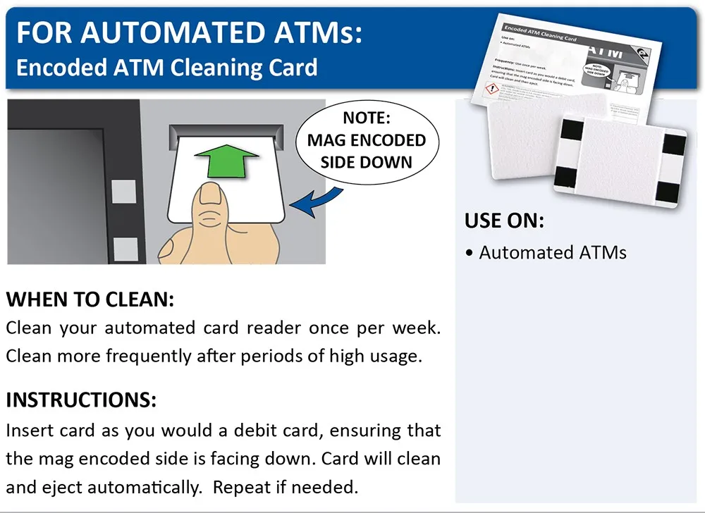 Id Card Printer Reader Cleans Atm Head Cleaning Card Rfid