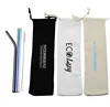 FDA cheap custom package eco metal curved straw with case and brush
