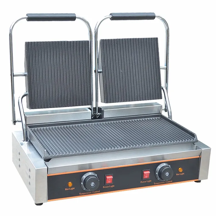 Commercial Panini Toaster Grooved Contact Grill Best Double Contact