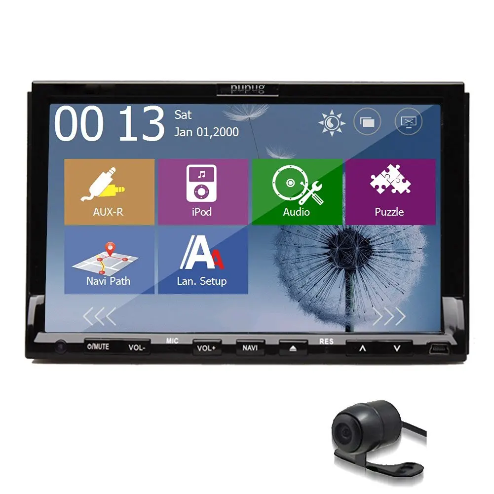 Christmas Sale!!! Receiver PUPUG 7 Inch Dash Auto 2 Din Car GPS Navigation Car Vehicle DVD Player CD VCD MP3 4 Monitor Radio Player Stereo SD Map Stereo Bluetooth Car PC Rear Camera USB/SD Tra
