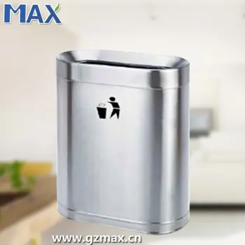 60l School Dustbin Decoration Stainless Steel Garbage Bin Open On