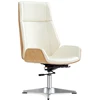 modern high back four leg white leather executive office chair