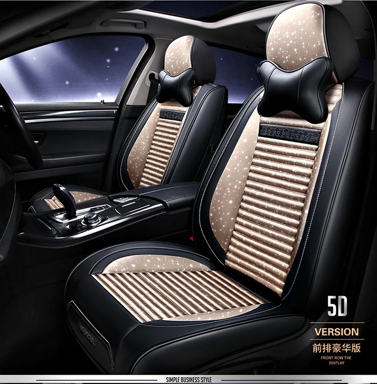 KWANSHOP Luxury PU Leather Car Seat Cover 5 Seats Cushions Car