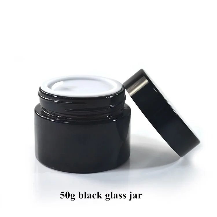 Download 20ml 30ml 50ml Frosted Black Cosmetic Cream Glass Jar With Aluminum Screw Lid - Buy Black Glass ...