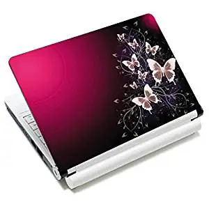 Universal Size Laptop Notbook Decal Skin Sticker Protector Laptop Skin For 7" 8.9" 10" 10.1" 10.2" Laptop Notebook,Includes 2 Wrist Pads, Black&Pink Butterfly